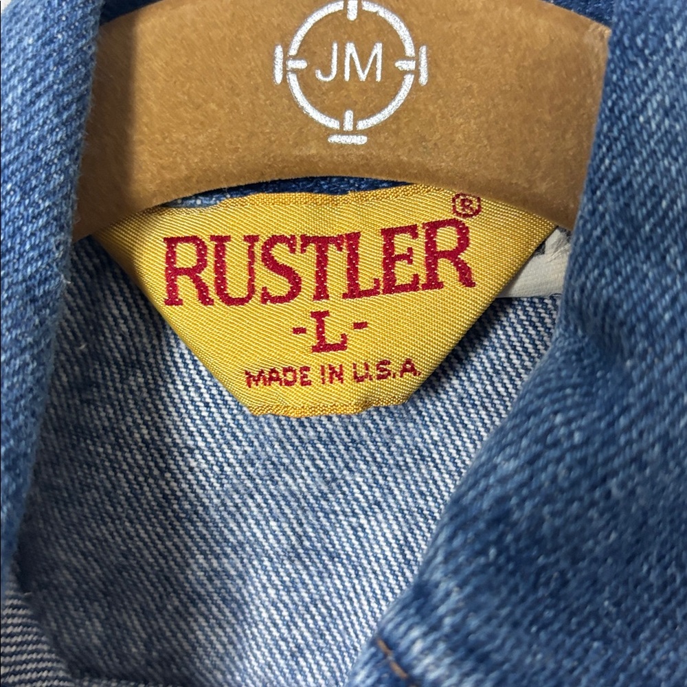Vintage RUSTLER Customized Denim vest with patches size Large 6/8 made in USA - Picture 11 of 12